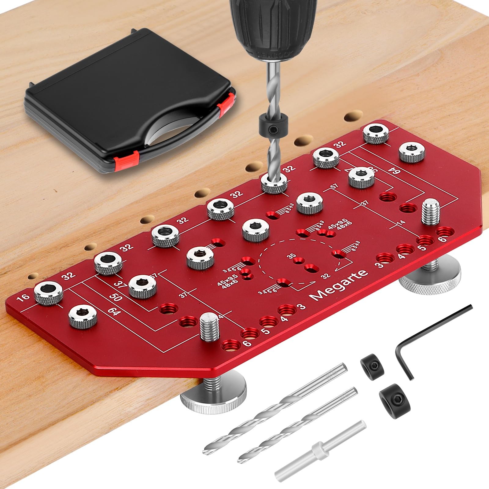 Shelf Pin Jig and Hinge Jig 2-in-1 – Aluminum Alloy Cabinet Woodworking Drilling