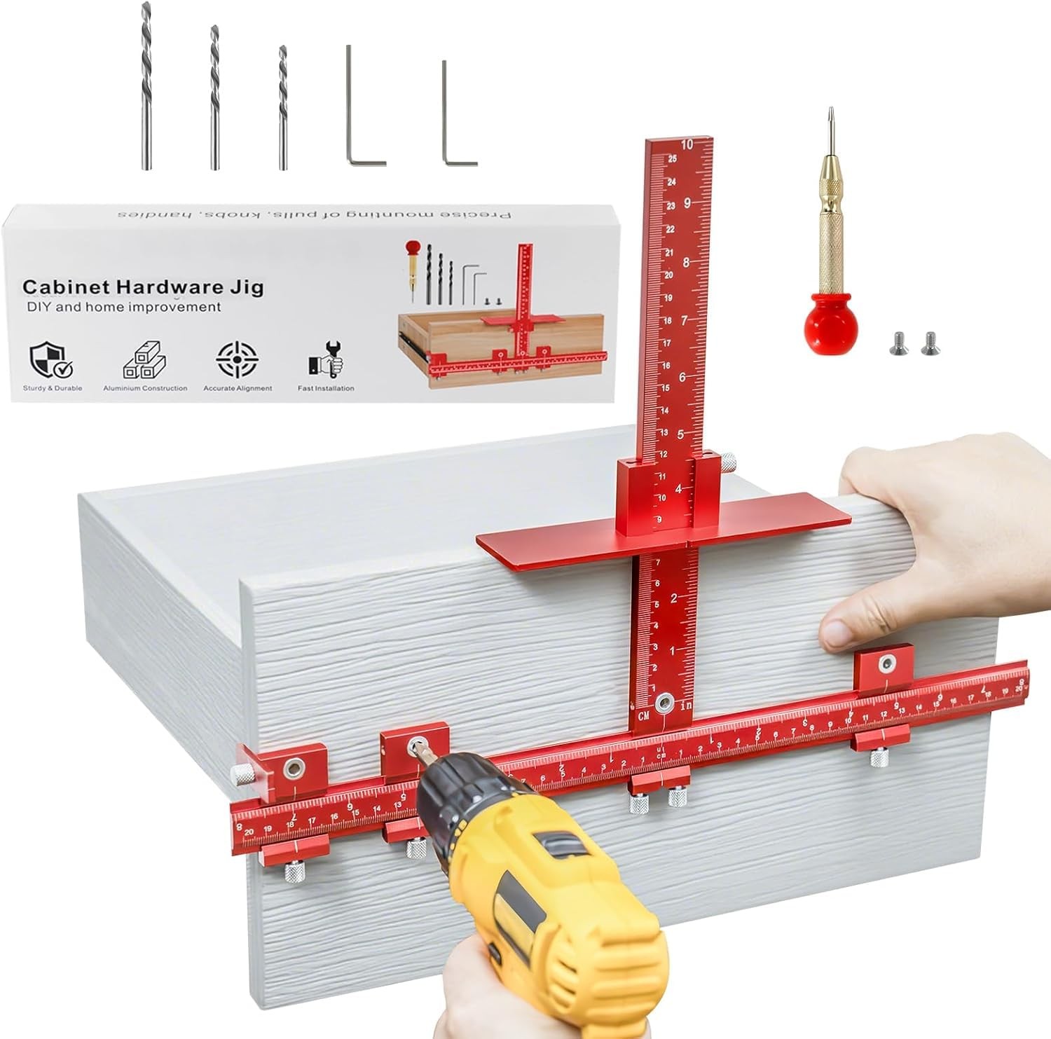 Cabinet Hardware Jig for Handles and Pulls,Aluminum Alloy Cabinet Door Handle…