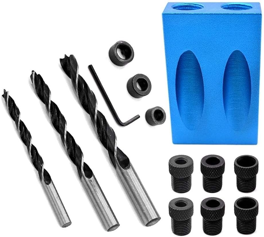 14Pcs Pocket Hole Jig Kit, 15 Degree Woodworking Inclined Hole Jig with 6/8/1…