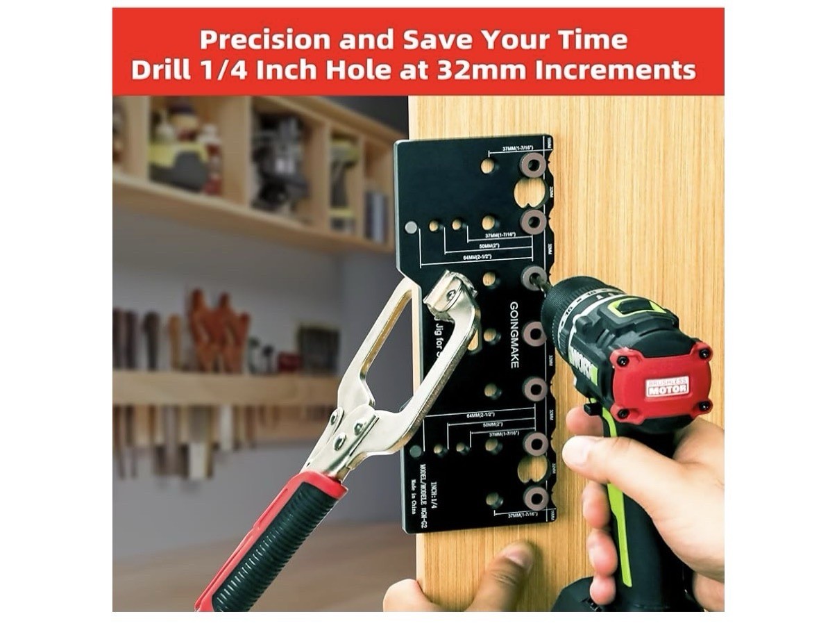 Shelf Pin Jig 1/4 Inch Aluminum Alloy Shelf Pin Drilling Jig Drill Guide for