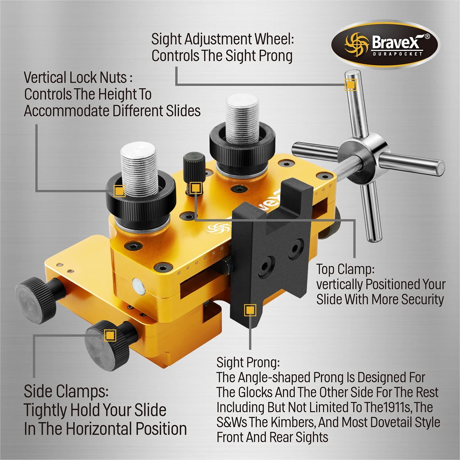 Sight Pusher, Sight Pusher Tool with Rotatable Sights Prong for Front and Rea…