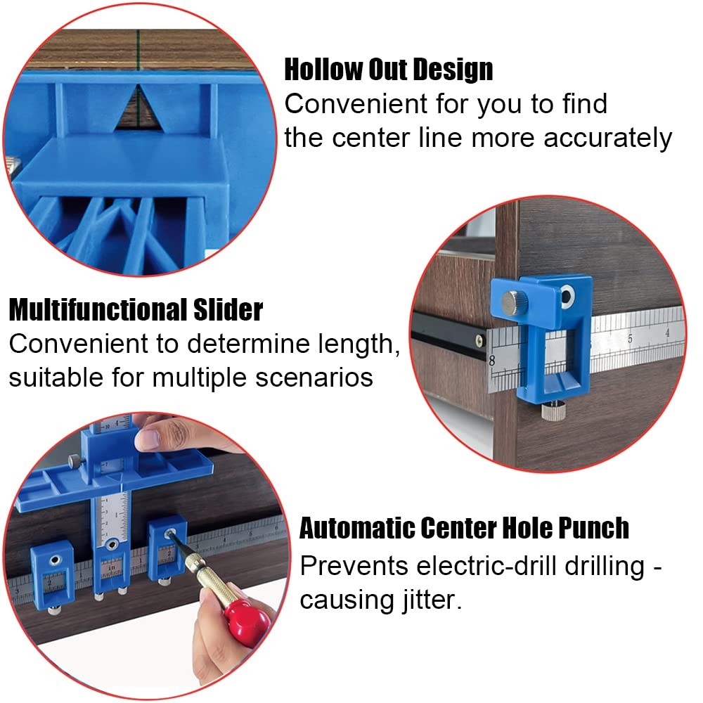 Cabinet Hardware Jig, Cabinet Handle Jig with Automatic Center Punch, Avoid Jitt