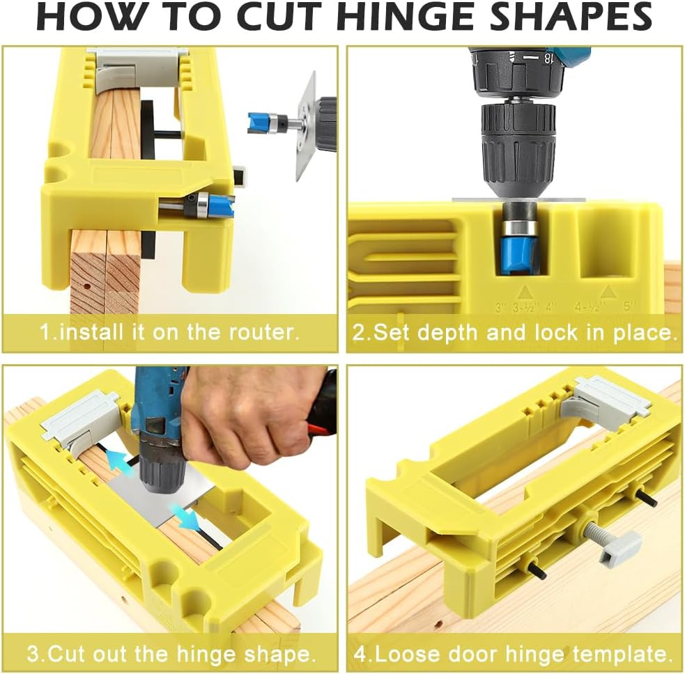 Door Hinge Jig, Door Hinge Router Template Fit 3”to 5” Length and 1/4” Or 5/8” T