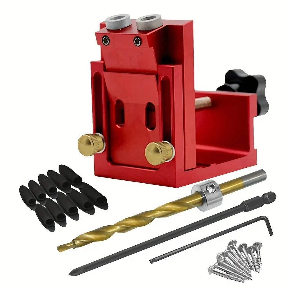 Adjustable Pocket Hole Jig Kit 9Mm Angle Drill Guide Woodworking Tool Hole Punch
