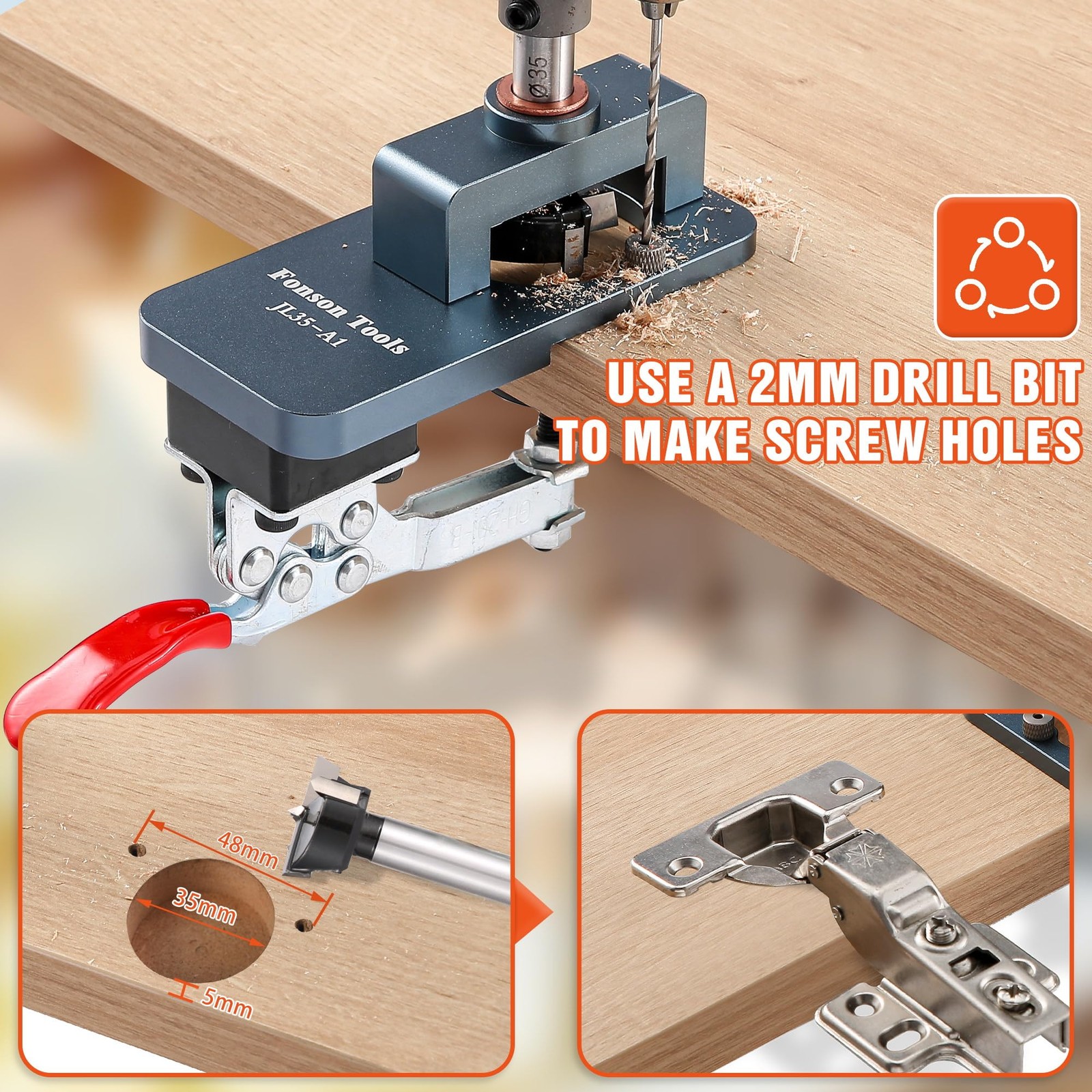 Metal Concealed Hinge Jig, 35MM Cabinet Hinge Jig Drilling Hole Puncher with …