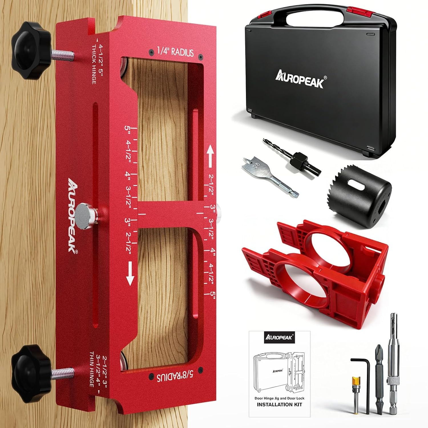 Door Hinge Jig and Door Lock Installation Kit, Aluminum Alloy Hinge Router Templ