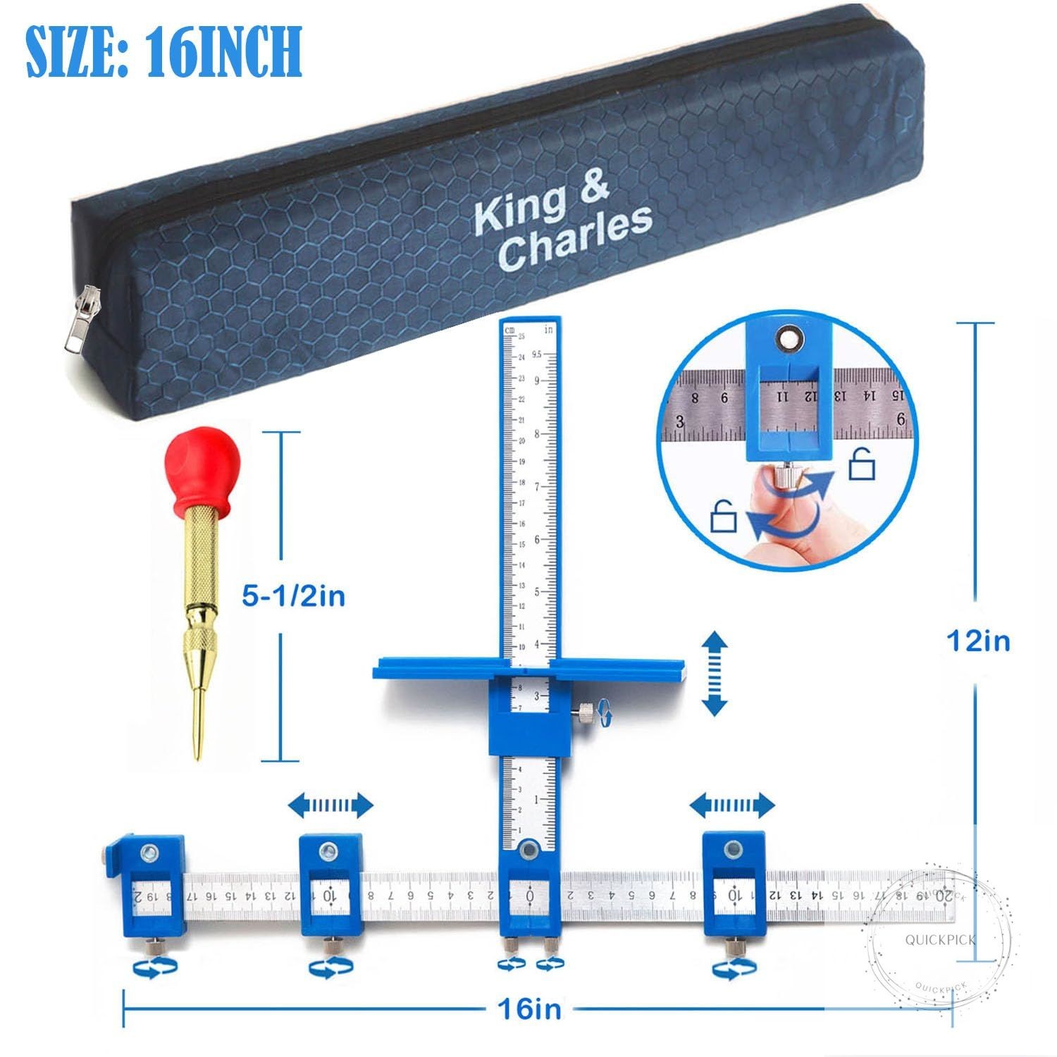 Cabinet Hardware Jig, Cabinet Handle Jig with Automatic Center Punch, Avoid Jitt