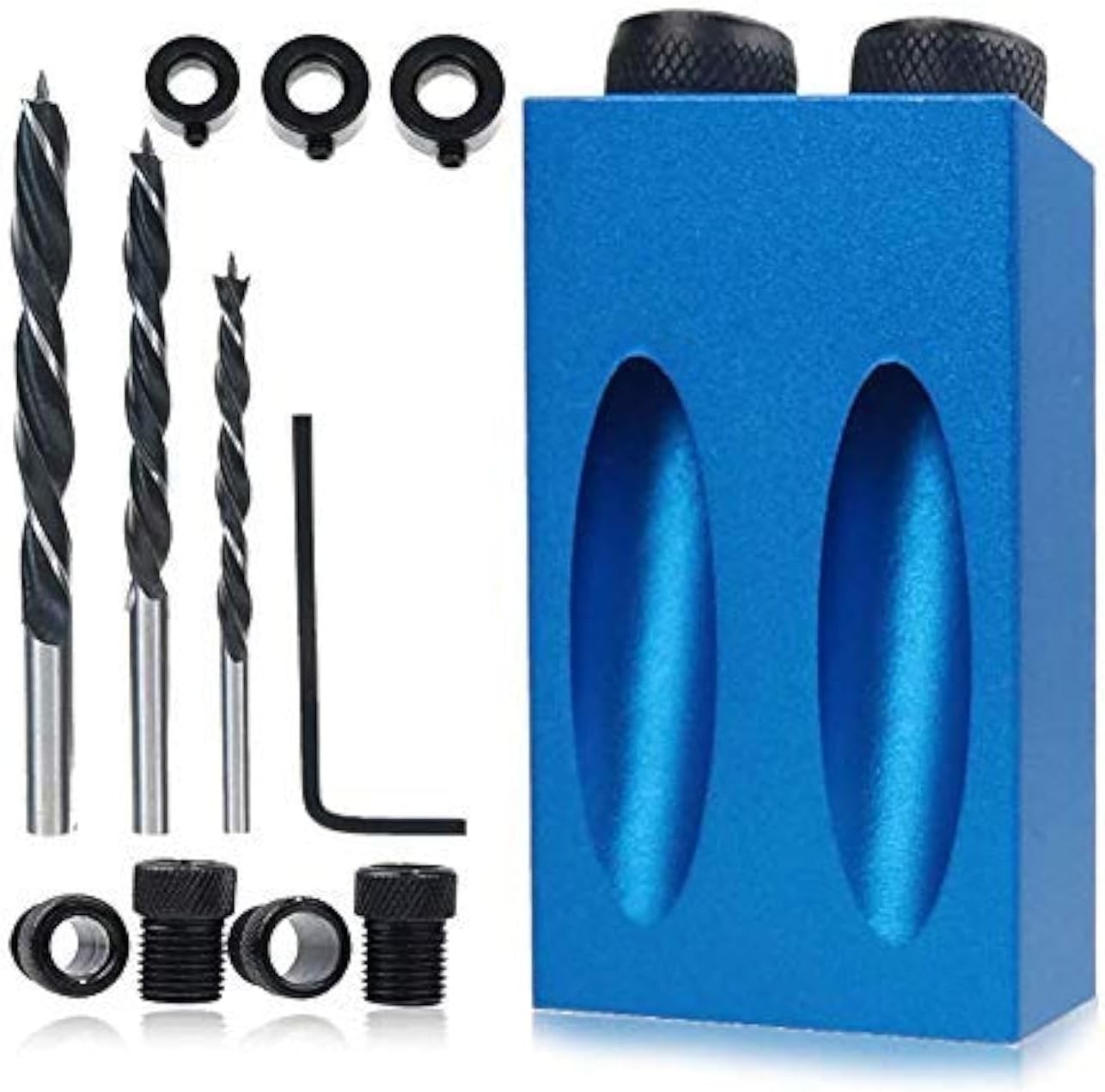 14Pcs Pocket Hole Jig Kit, 15 Degree Woodworking Inclined Hole Jig with 6/8/1…