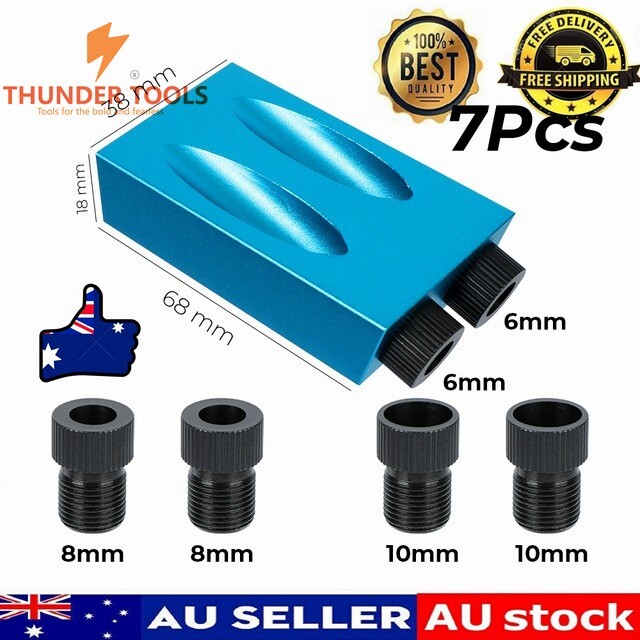 Thunder Tools 7/14Pcs 15 Degrees Pocket Hole Jig Kit Woodworking Hole Drilling