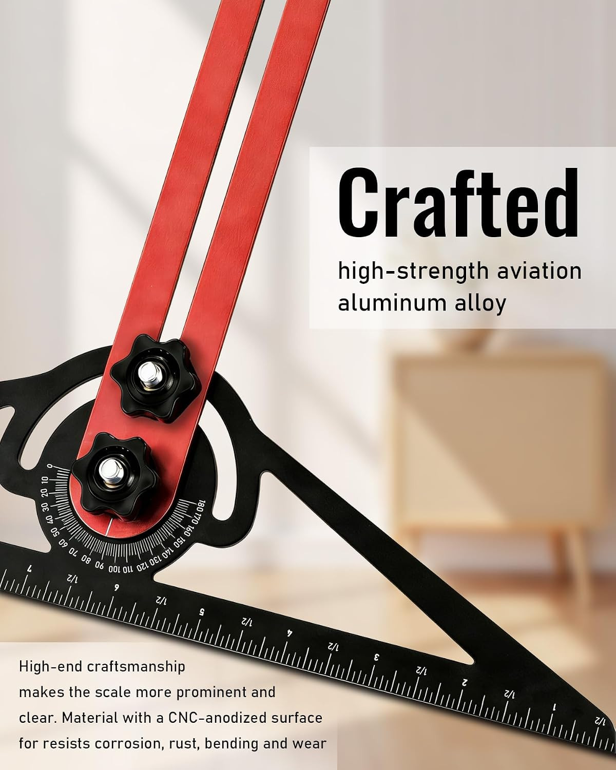 Stair Tread Template Tool, 8″ to 60″ Adjustable, Dual Nut Locking | Upgraded Loc