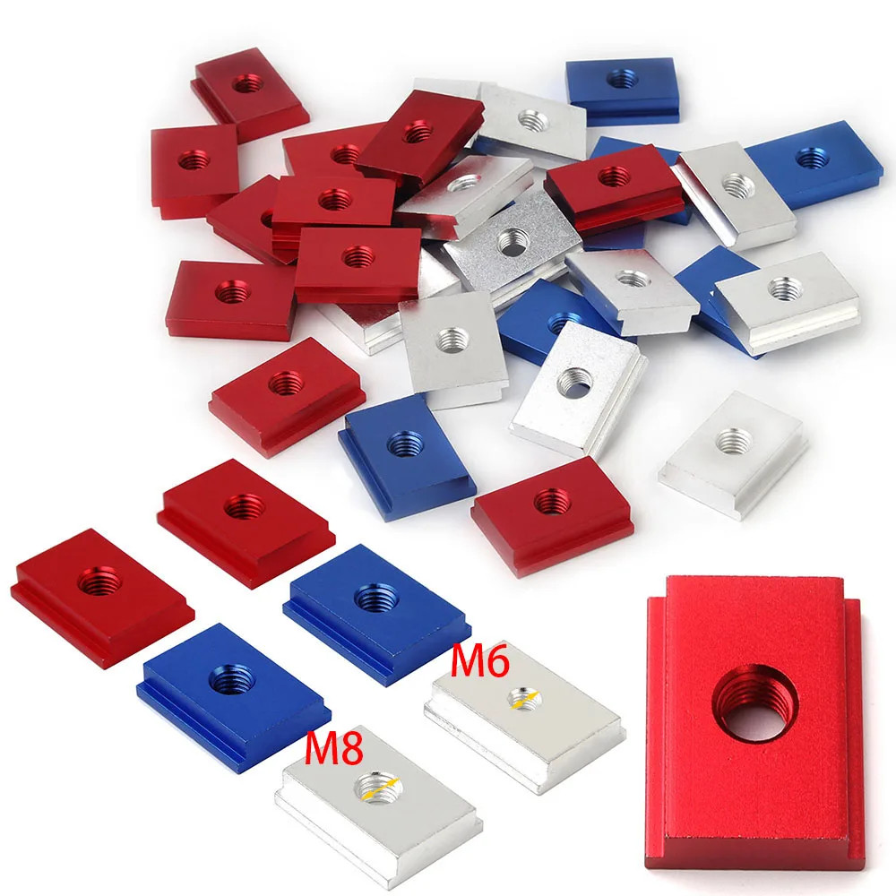 8pcs T Slot Nut Bolts M6 M8 Aluminum Alloy T-Track Slider 30 45 Type Woodworking
