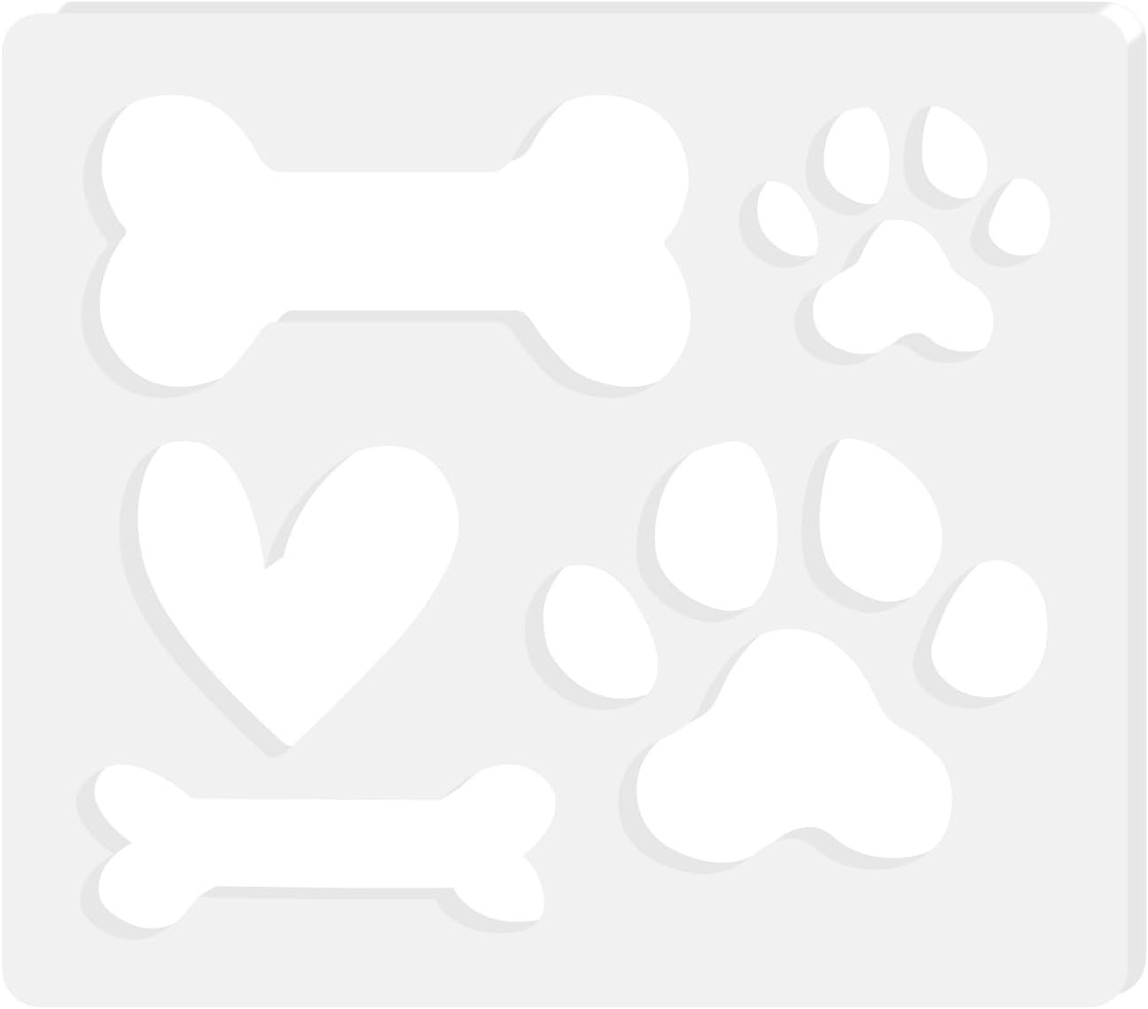 5In1 Dog Bone Paw Print Acrylic Router Template Woodworking 6.69X5.9 Inch