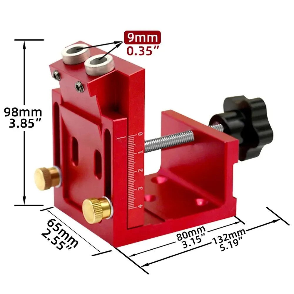 Adjustable Pocket Hole Jig Kit 9Mm Angle Drill Guide Woodworking Tool Hole Punch