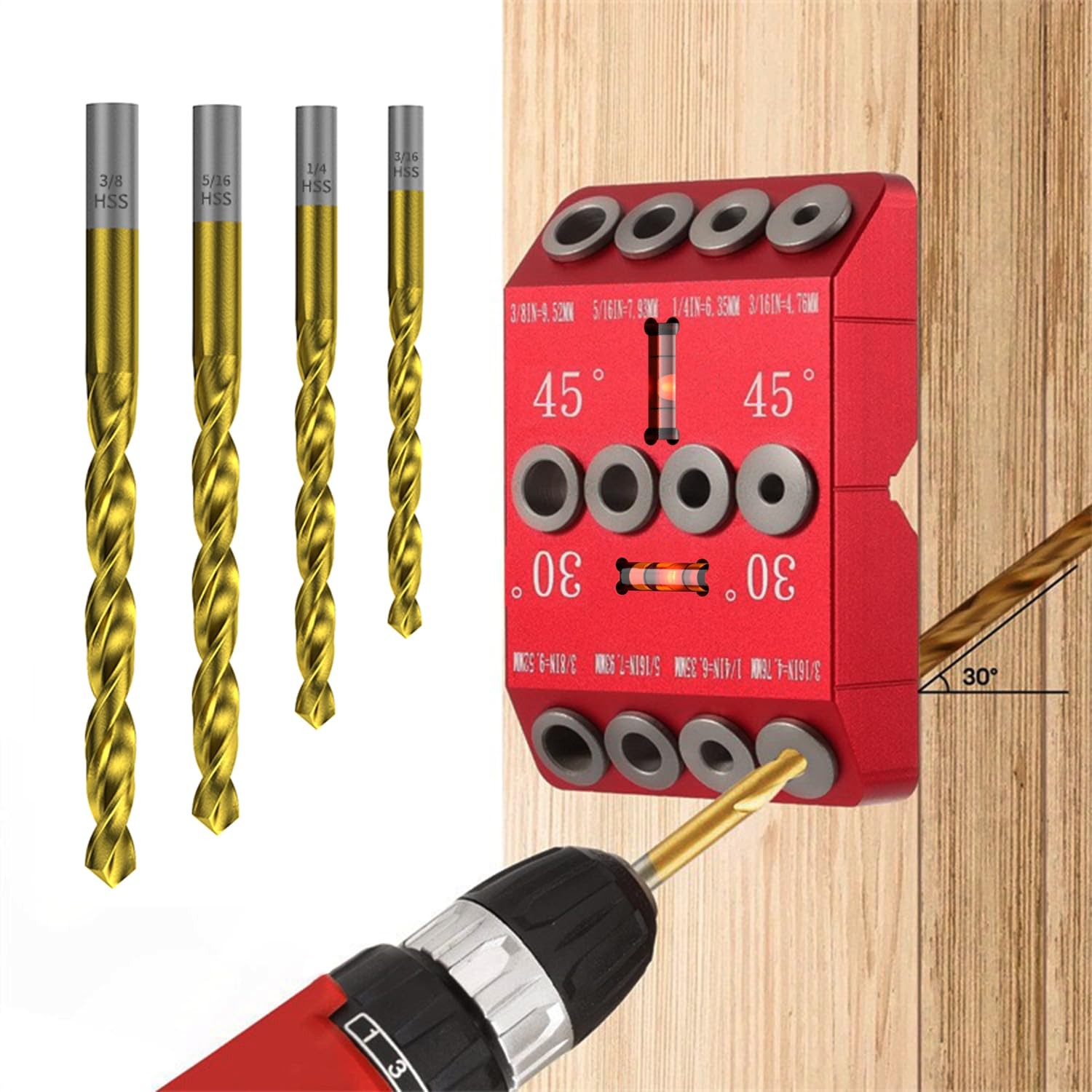 30 45 90 Degree Angle Drill Guide Jig for Hand Drill, Angle Drill Guide for S…