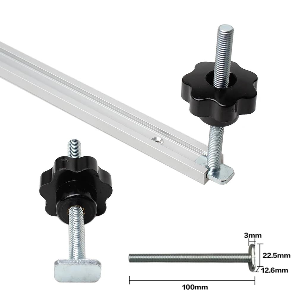 T Track Knob Kit Set 6T Bolts Miter Jig Accessories Woodworking M8 x100mm