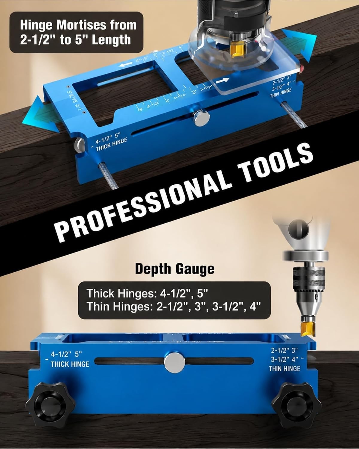 ALL-IN-ONE Door Hinge Jig & Lock Installation Kit with 2 Slider Locking Tools, A