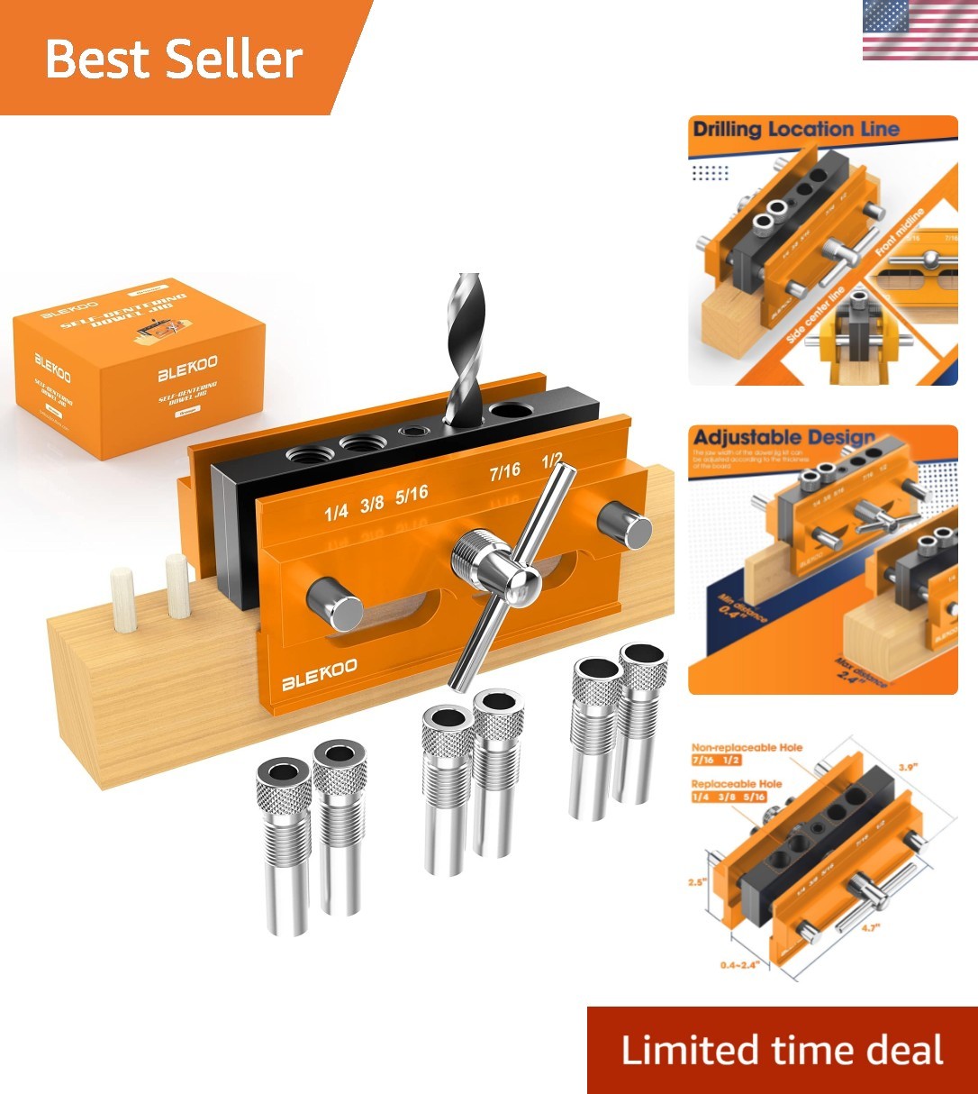 Self Centering Doweling Jig Kit, Drill Jig For Straight Holes Biscuit Joiner …