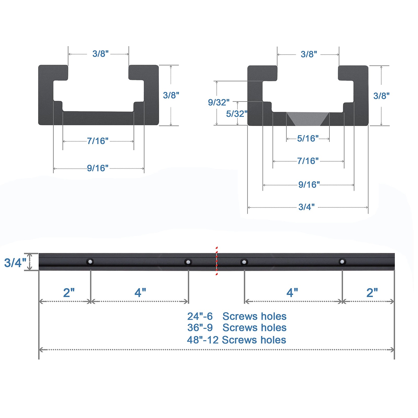 2 PCS 48 Inch Aluminum TTrack Woodworking With 2 PCS Hold Down Clamps Black