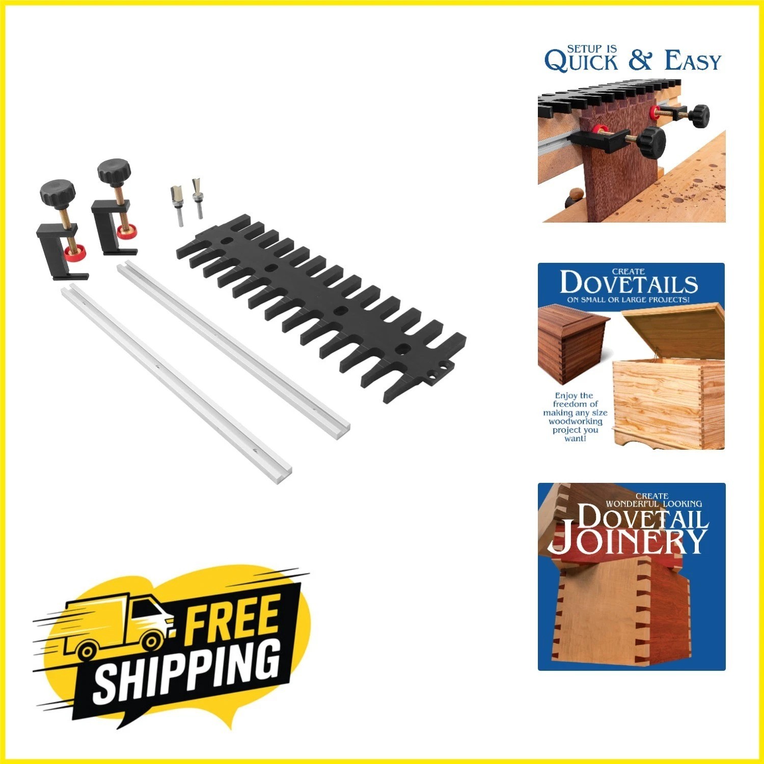 Classic Aluminum Dovetail Jig Master System with Essential Router Bits – 1 Count