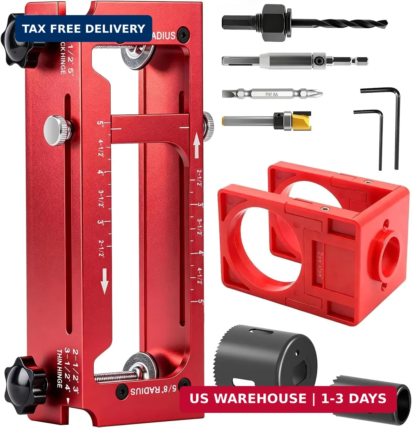 Door Hinge Jig & Lock Installation Kit, Aluminum Alloy Router Template for Hinge
