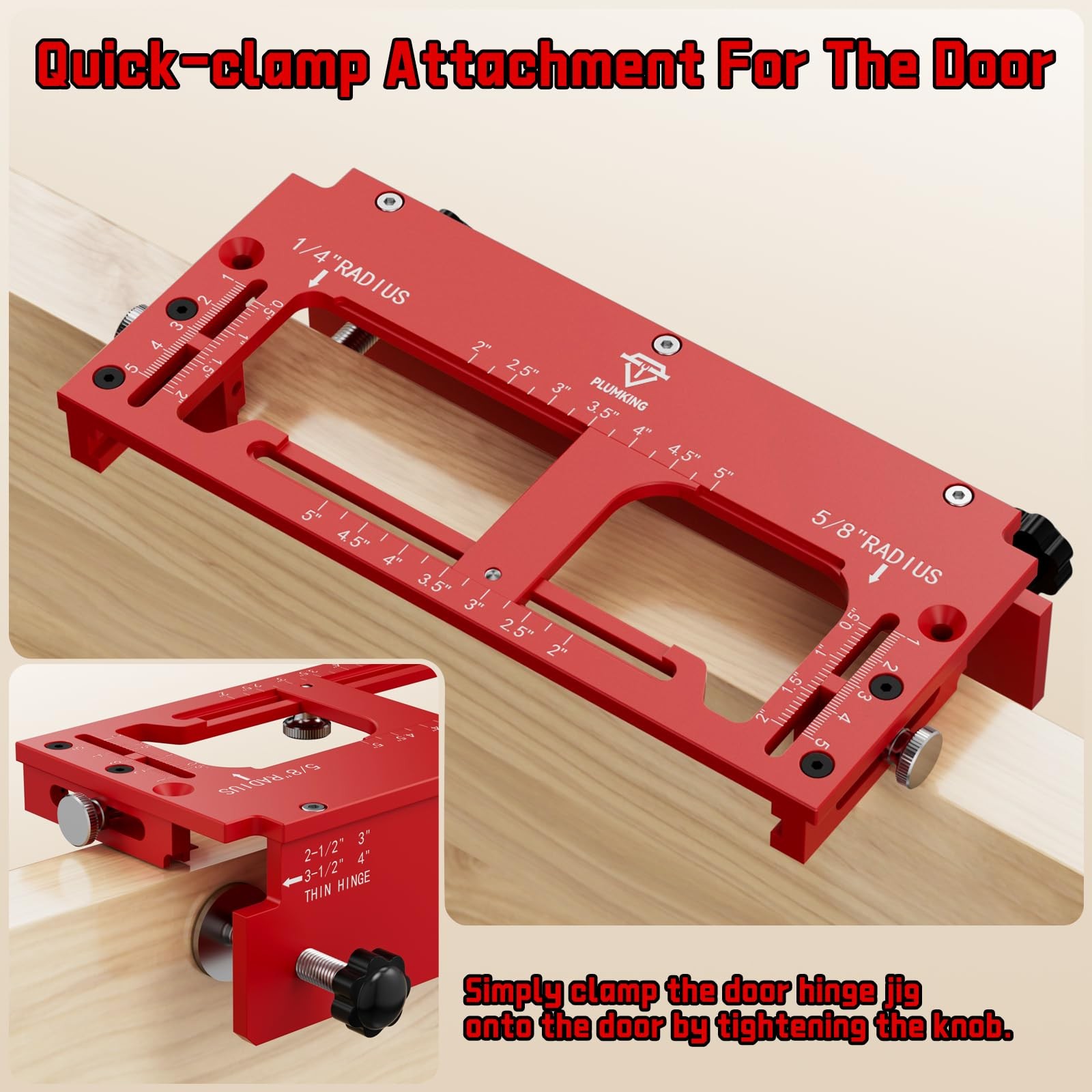 Door Hinge Jig for Door and Jamb/Frame, Adjustable Mortise Width
