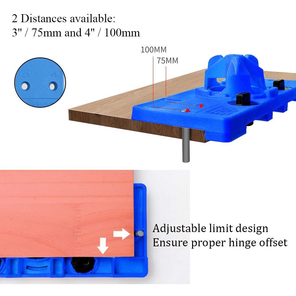 35mm Concealed Hinge Jig kit, Woodworking Tool Drill Bits, Hinge Drilling Hol…