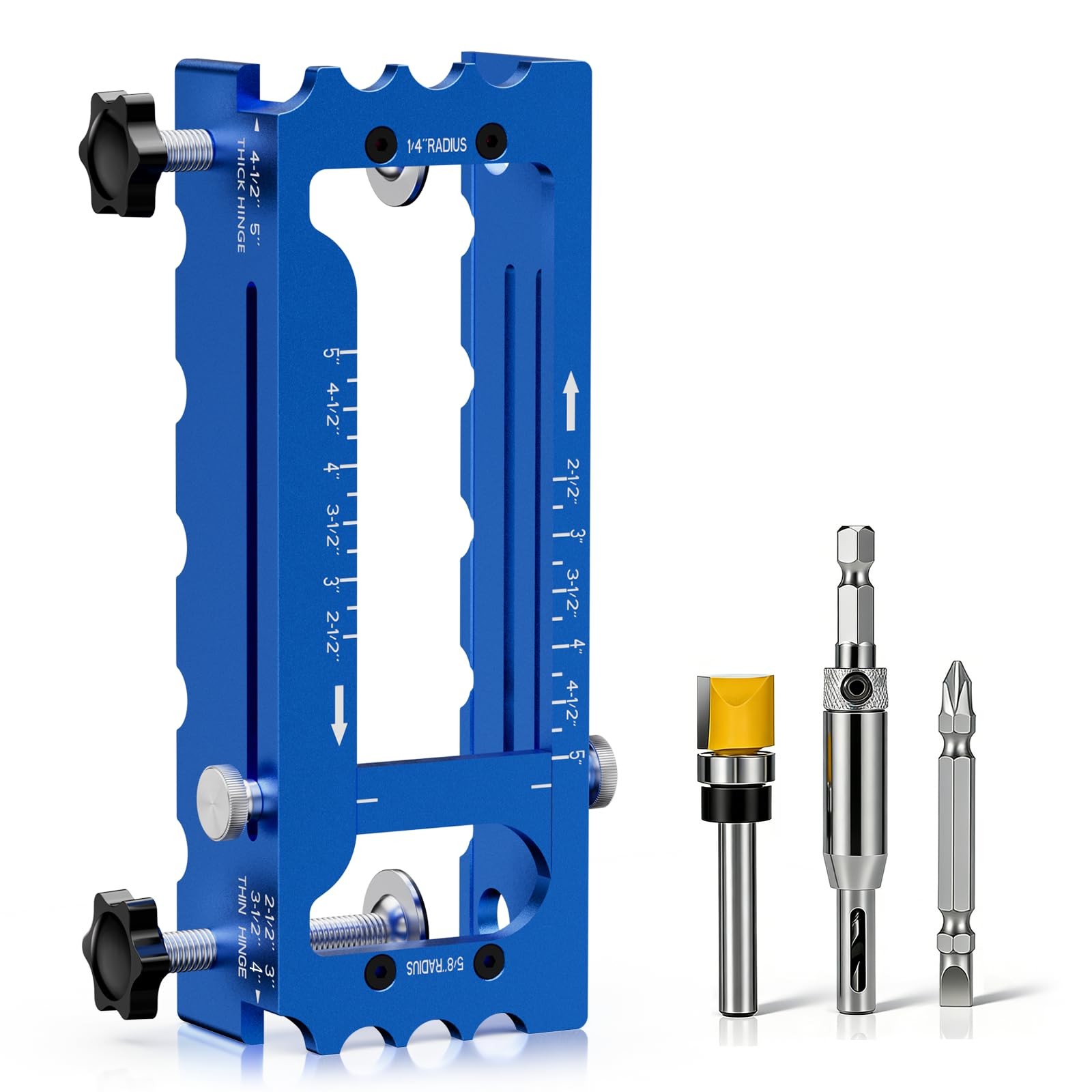 Door Hinge Jig Tool for Router, Adjustable Aluminum Alloy Mortise Blue