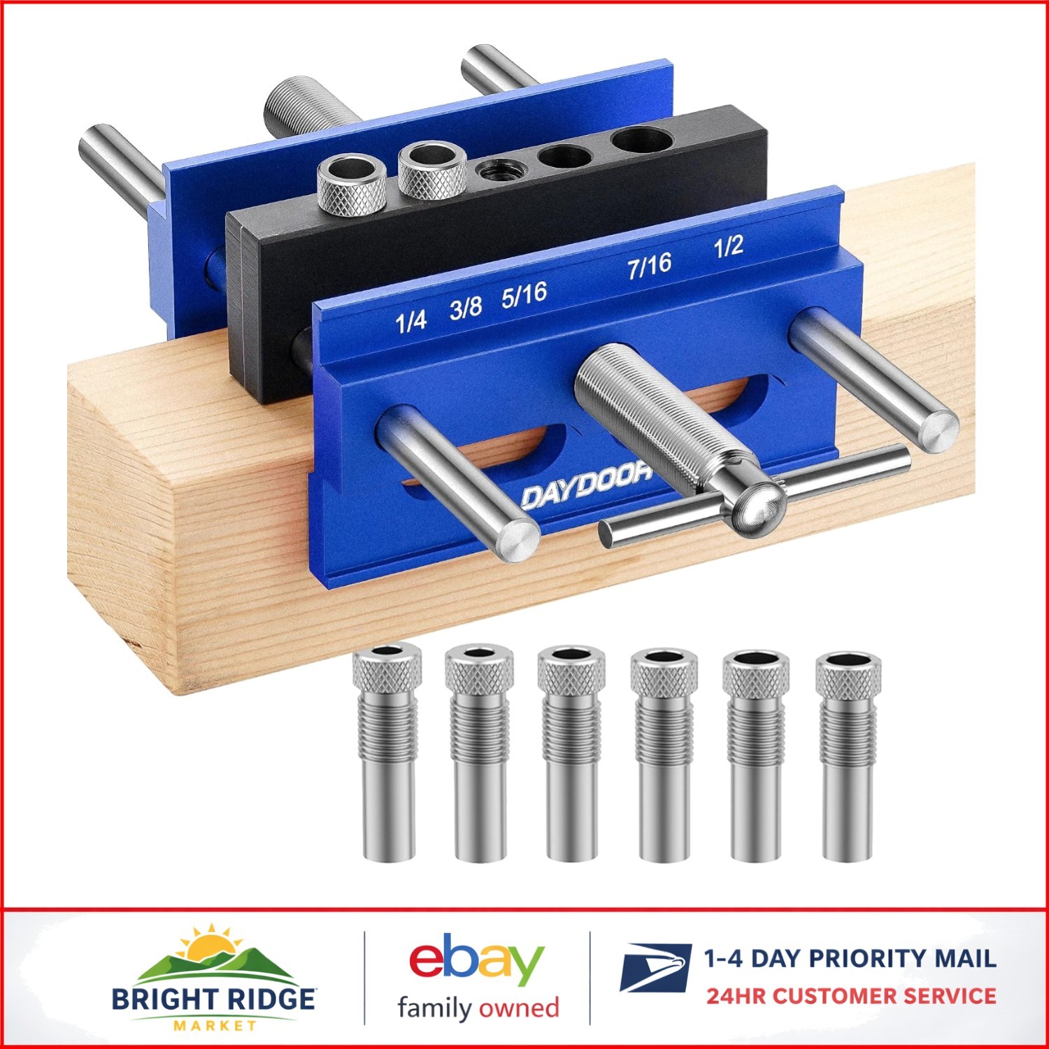 Heavy-Duty Doweling Jig for Woodworking with Steel Bushings and Large Capacity