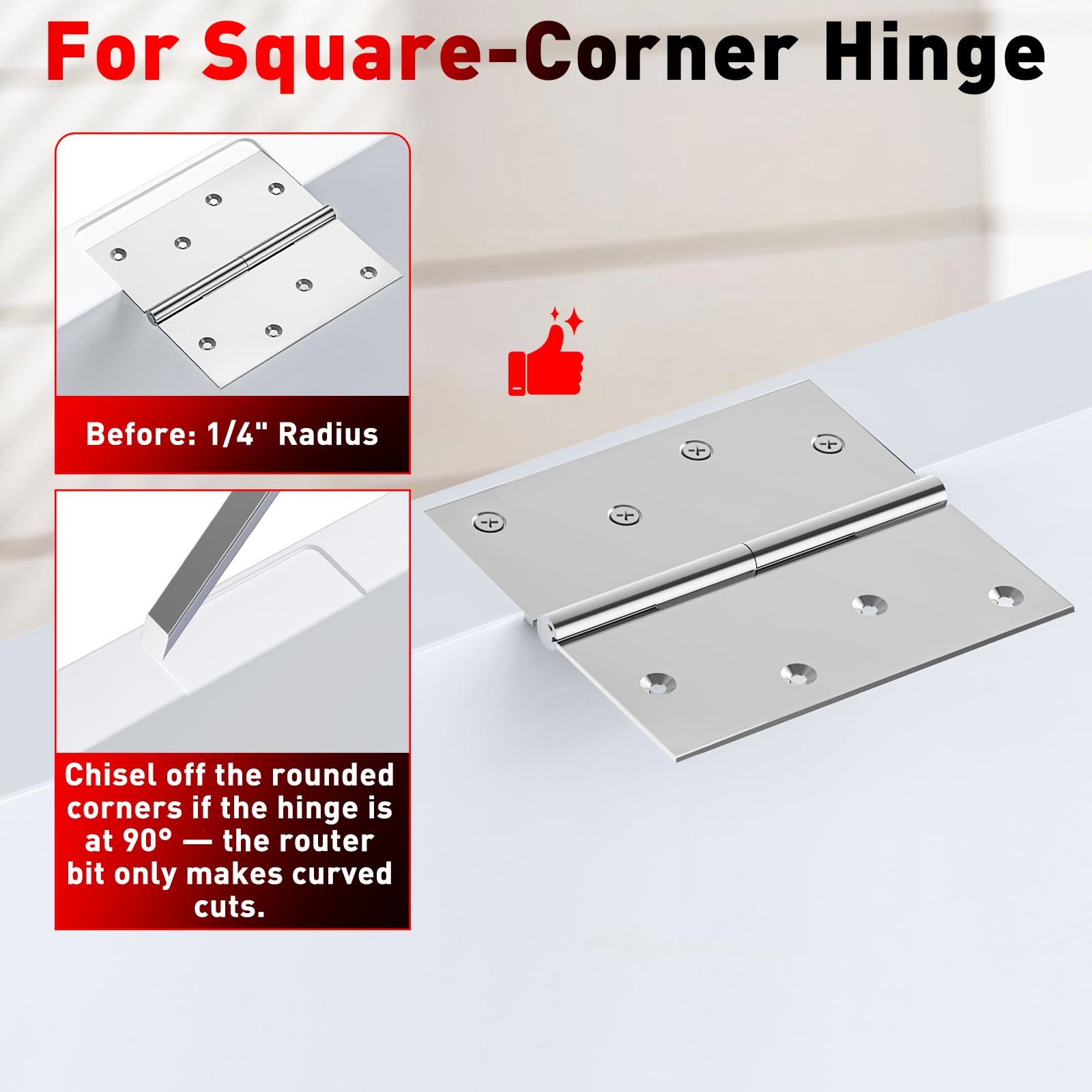 4Inch Door Hinge Jig Template Kit Mortise Fits 1/4Inch 5/8Inch R Corners