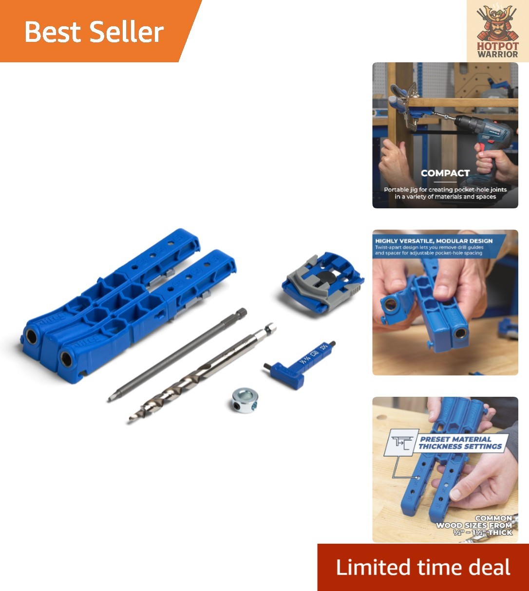 Durable Pocket-Hole Jig 320: Adjustable Drill Guide for Woodworking Projects