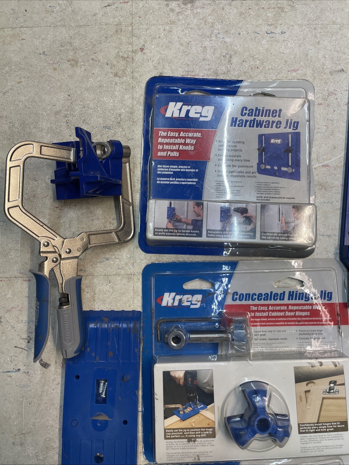 Kreg (16) New & Used Tools K4 Pocket Hole Jig ,Hinge, bench Clamps Plus More ￼