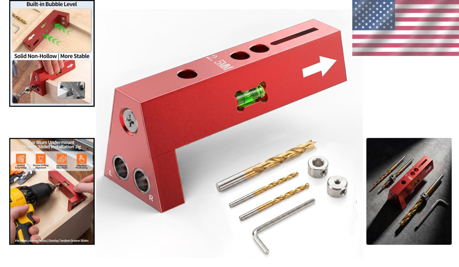 Stable Blum Drawer Slide Jig with Precision Drilling Depth Control – 21 Inch