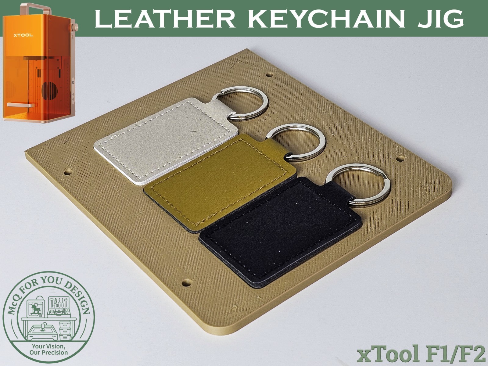 xTool F1/F2 Laser Engraving Jig 3-Slot Rectangle Leather Keychain Batch Fixture