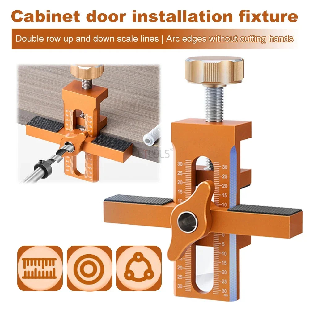 2 in 1 Cabinet Door Installation Positioner,6/8/10Mm Rebounder Punched Mounting