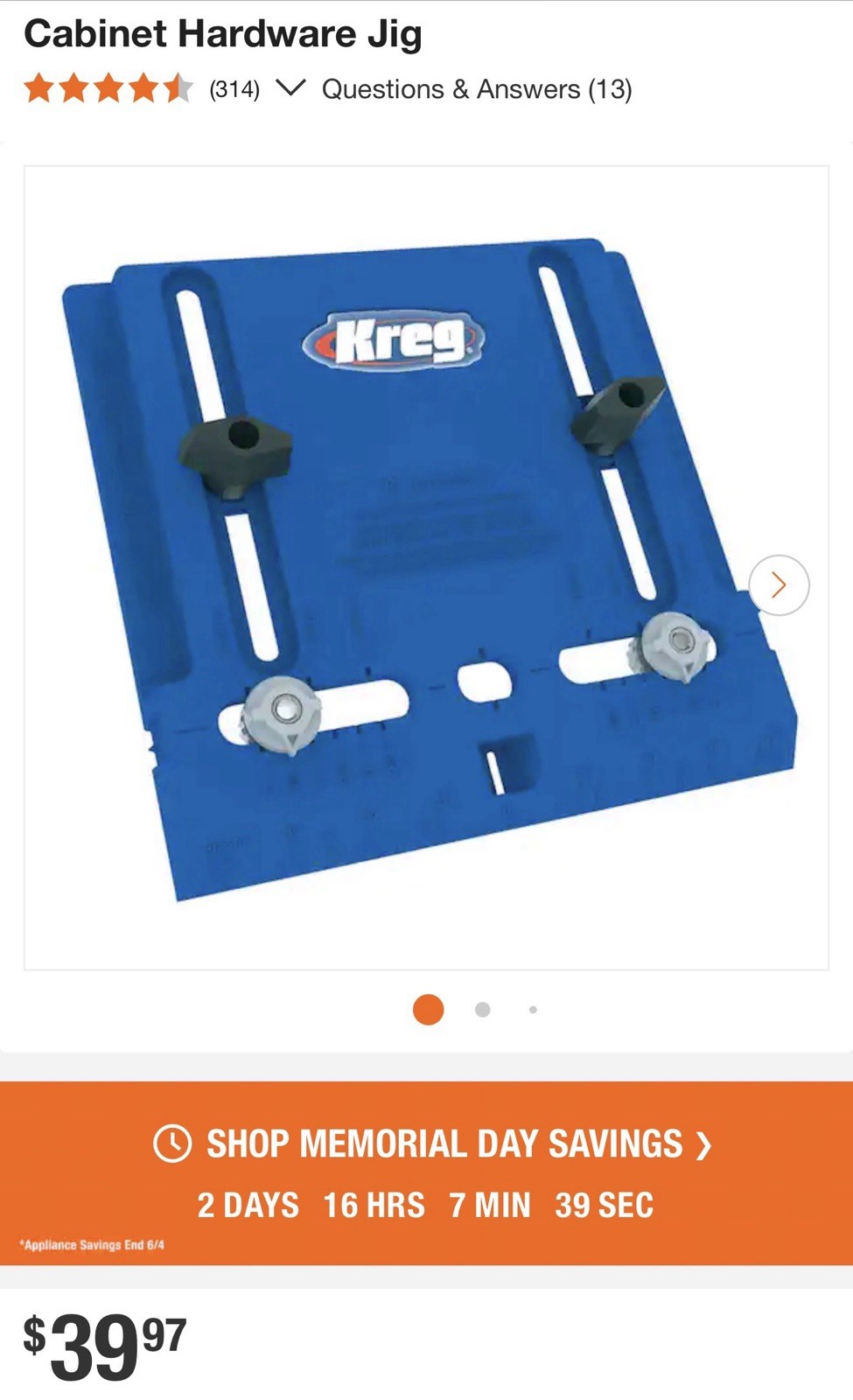 Kreg Tool Company Khi-pull Cabinet Hardware Jig
