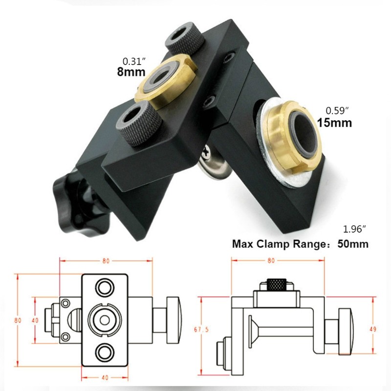 3 in 1 Cabinet Hardware Punch Locator 8/15mm Drilling Adjustable Woodworking DIY