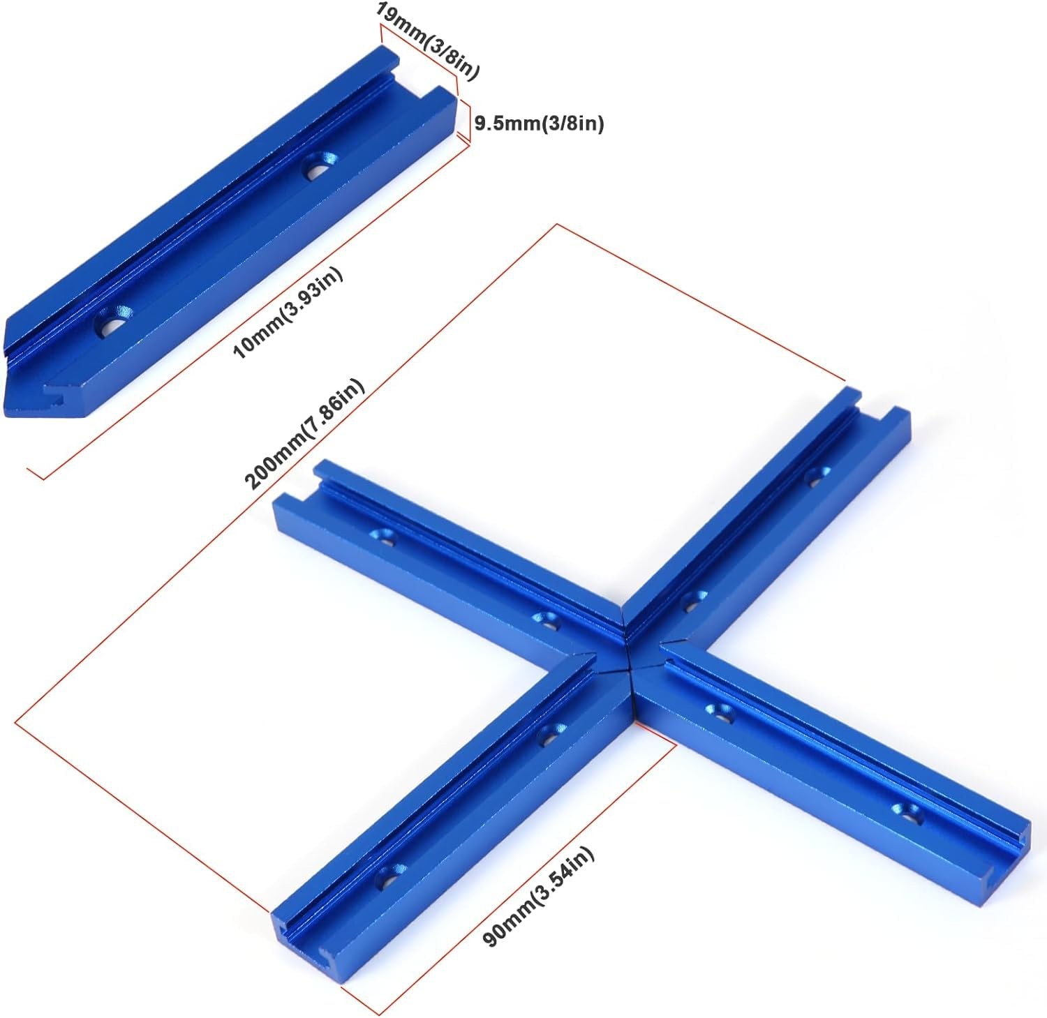 Iverntech 8 pcs Deep Blue T-Track Intersection Kit For Double Cut Jig Profile…