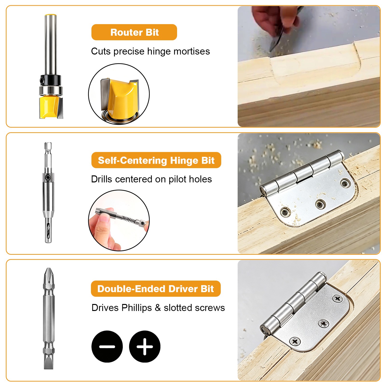 Door Hinge Jig Door Lock Hole Drilling & Latch Installation Kit Router Template