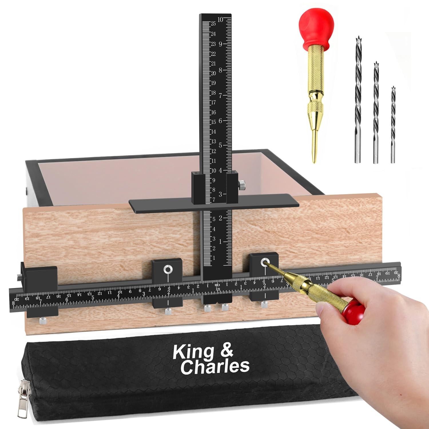 Cabinet Hardware Jig, Aluminum Alloy Cabinet Handle Jig + Auto Hole Punch + P…