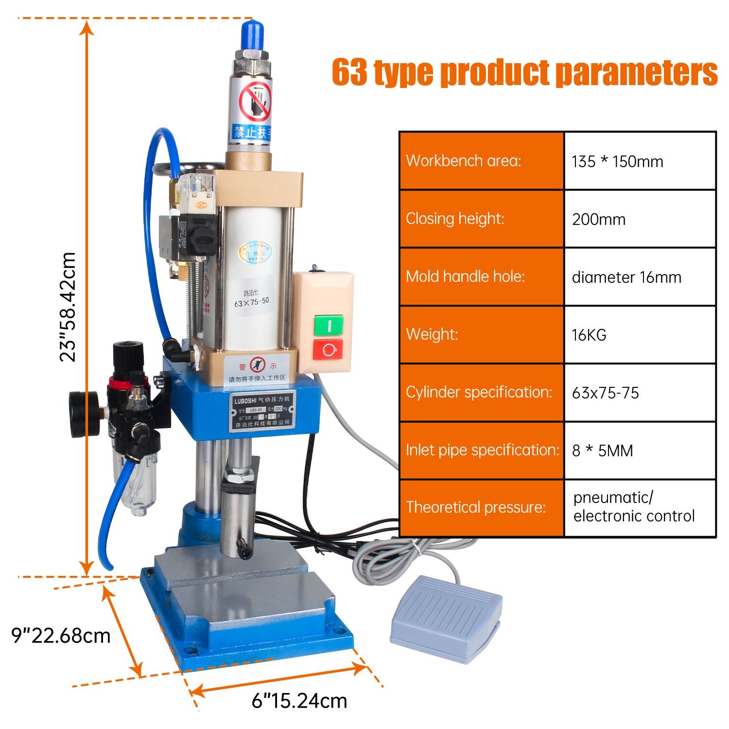 Pneumatic Punch Press MachineDesktop Punching Press Hand Machin 110V 0.5-0.8Mpa