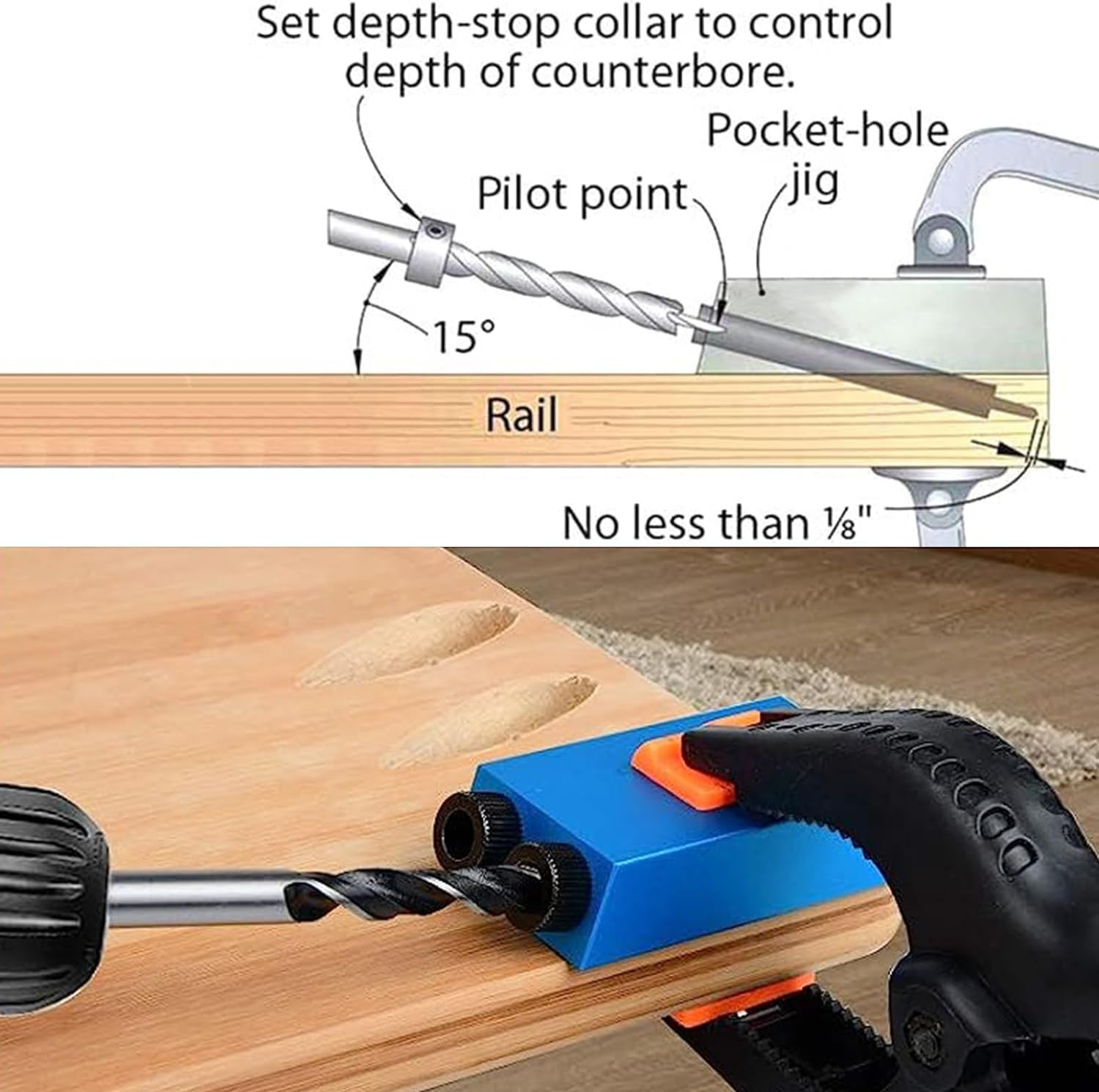 Pocket Hole Jig 14Pcs Kit – Woodwork Guides Joint Angle Tool Carpentry Locator –