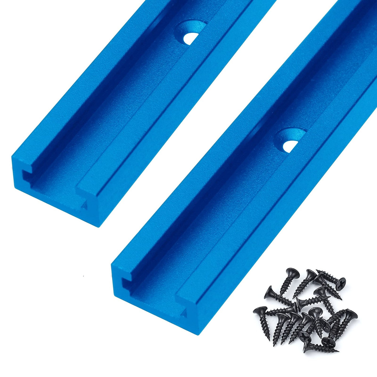 2 Pack 36 Inch Aluminum TTrack Blue DoubleCut Universal Mounting Holes