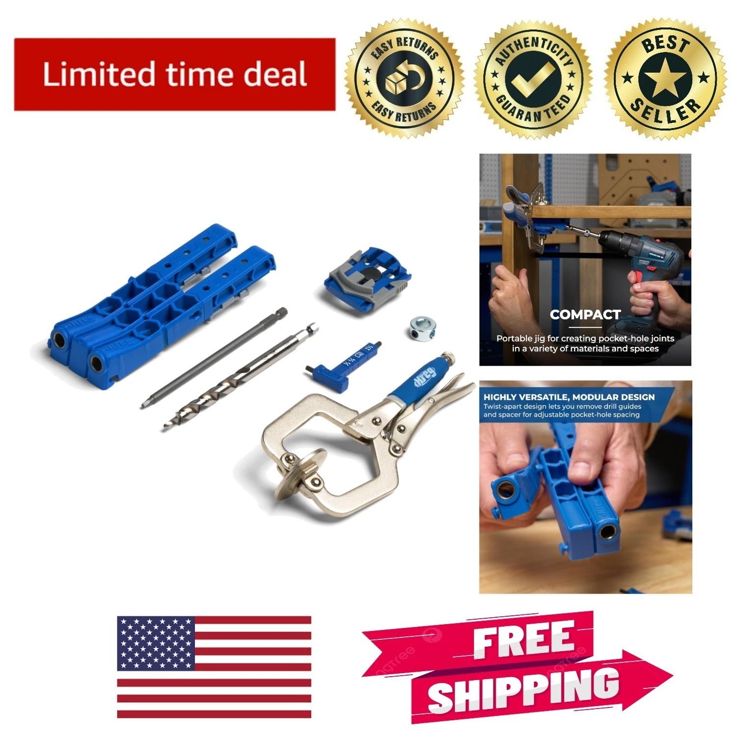 Durable Pocket-Hole Jig 320 – Effortless Wood Joinery with Classic Face Clamp