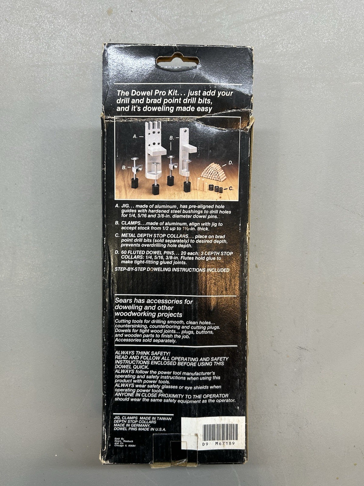 Sears Dowel Pro Kit 967189 Aluminum Dowel Jig Set for Drilling w/ Manual & Pins