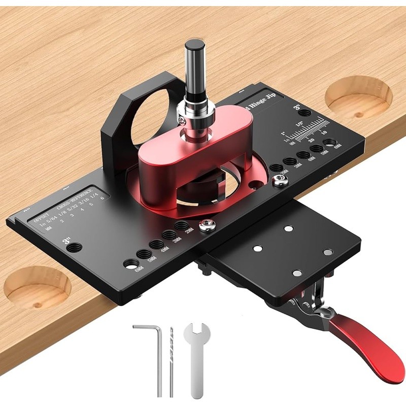 Professional Carbide Concealed Hinge Jig W/ Depth Control & Dust-Free Drilling