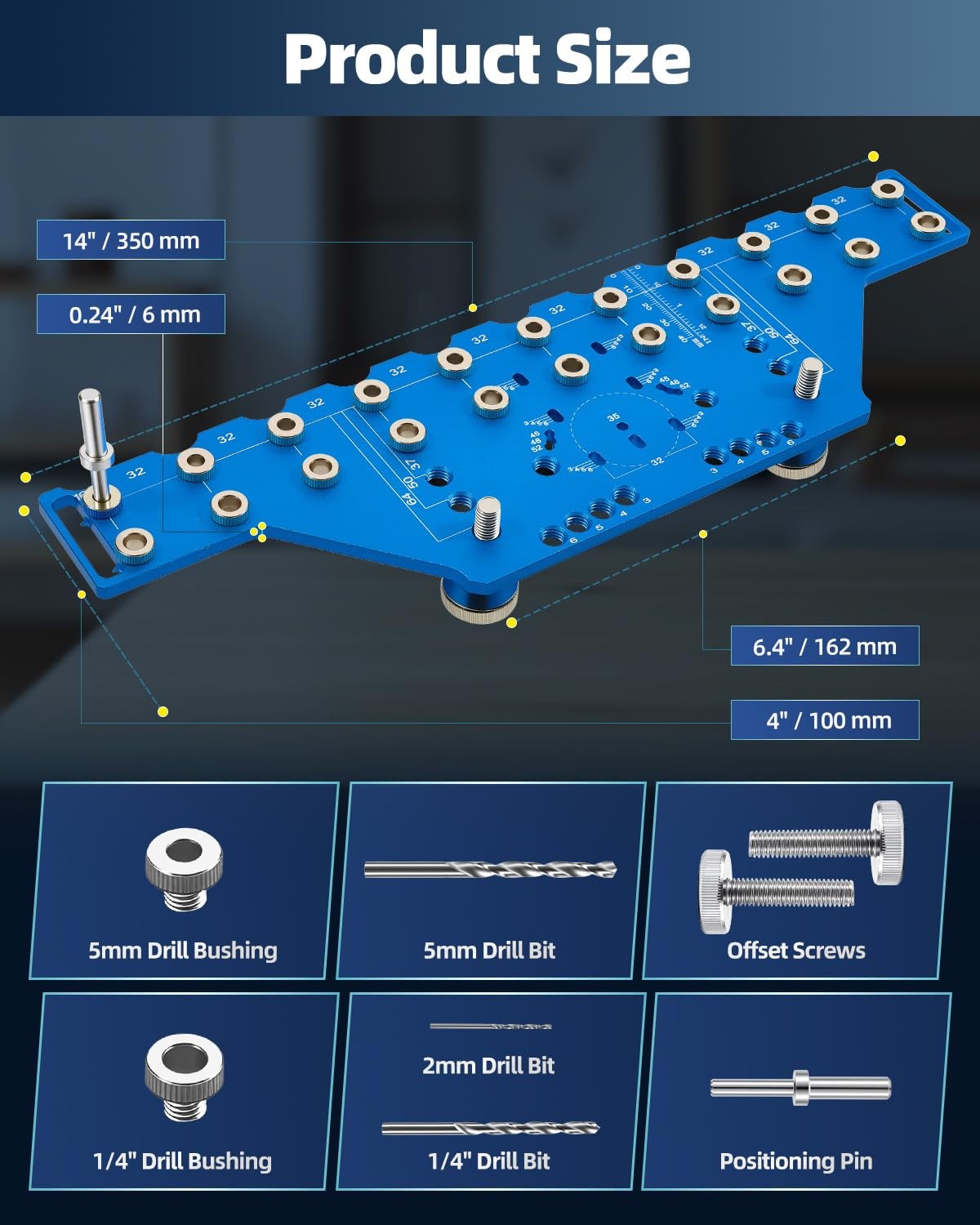2-in-1 11-Holes Shelf Pin Jig, Concealed Hinge Jig, Drilling Guide with Self-…