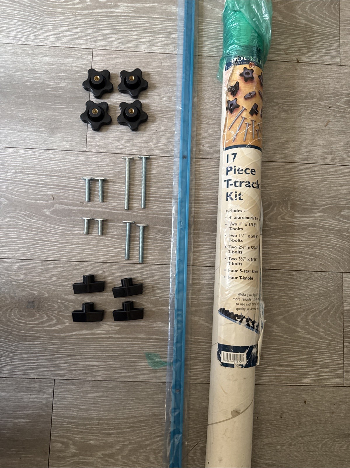 Rockler 17 piece 48” Universal T-Track Kit Aluminum New In Tube
