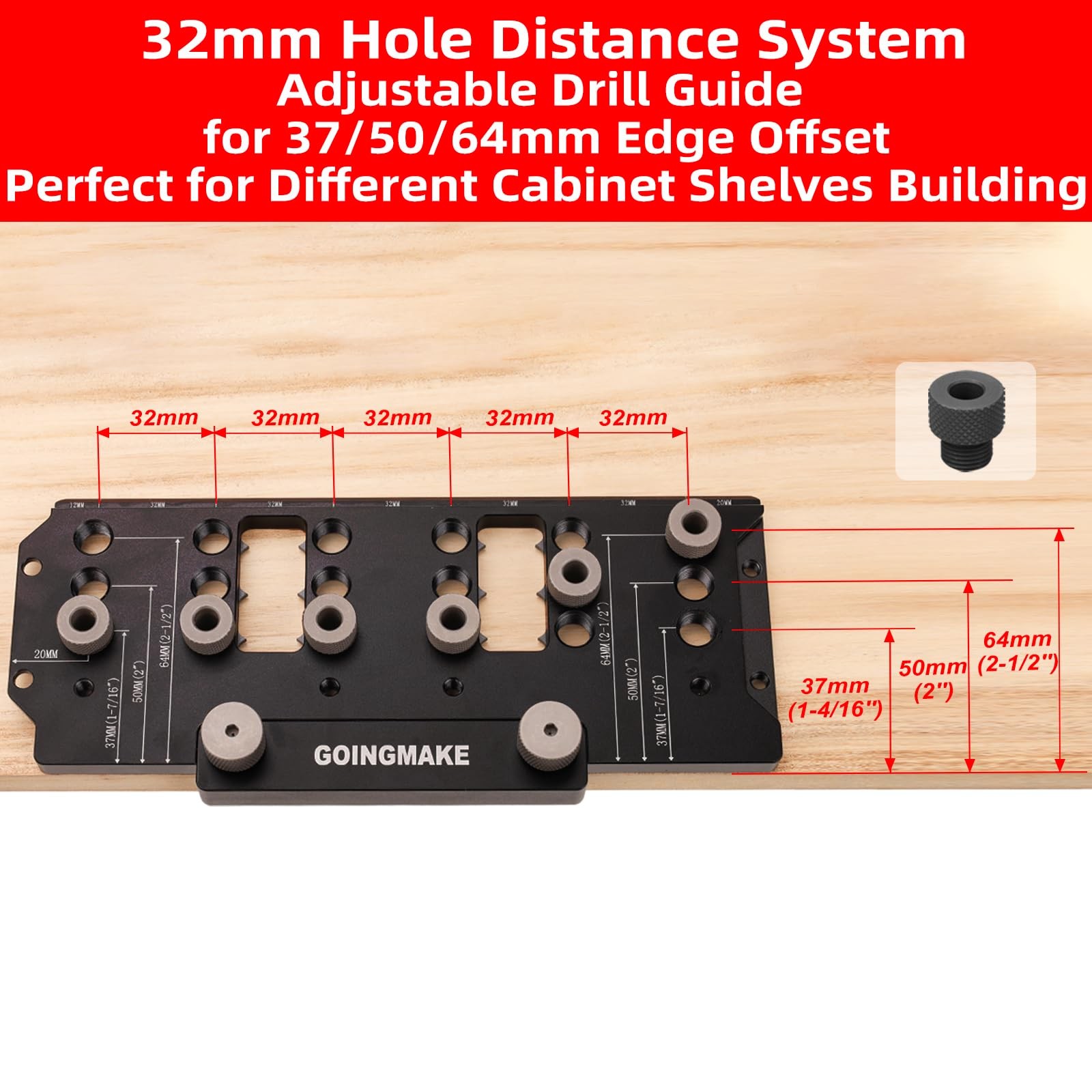 Shelf Pin Jig 1/4″ and 5mm, Spliceable All Metal Cabinet Hardware Shelf Pin D…