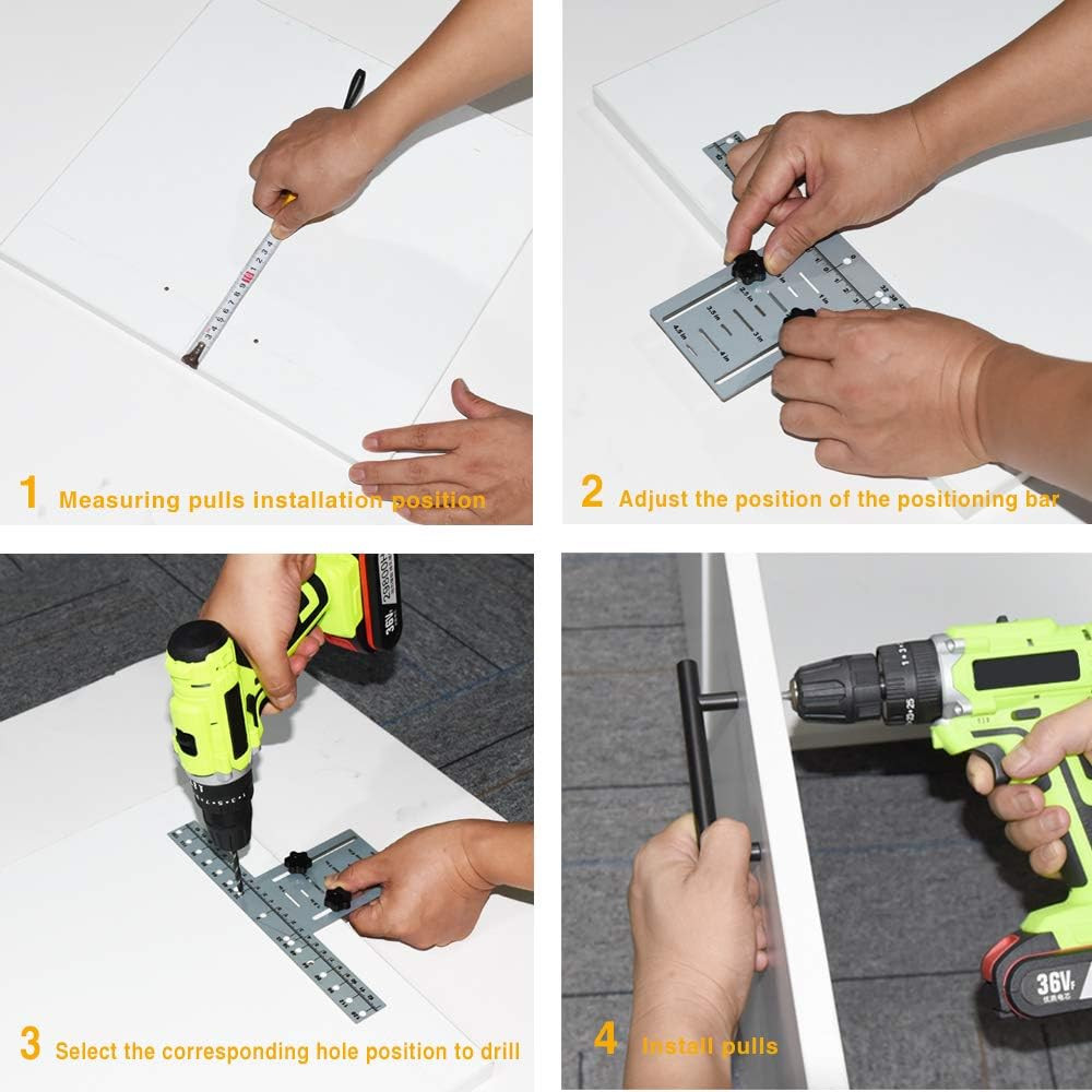 Cabinet Pull Metal Template， Handle Drill Mounting Template for Cabinet Doors an