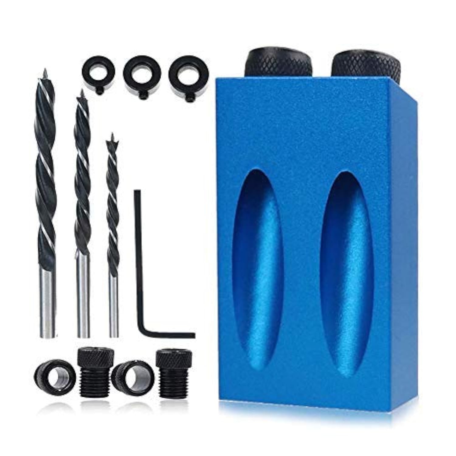 14Pcs Pocket Hole Jig Kit, 15 Degree Woodworking Inclined Hole Jig with 6/8/1…